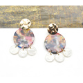 2021 AW collection round rainbow acetate acrylic stud dangle charm earrings